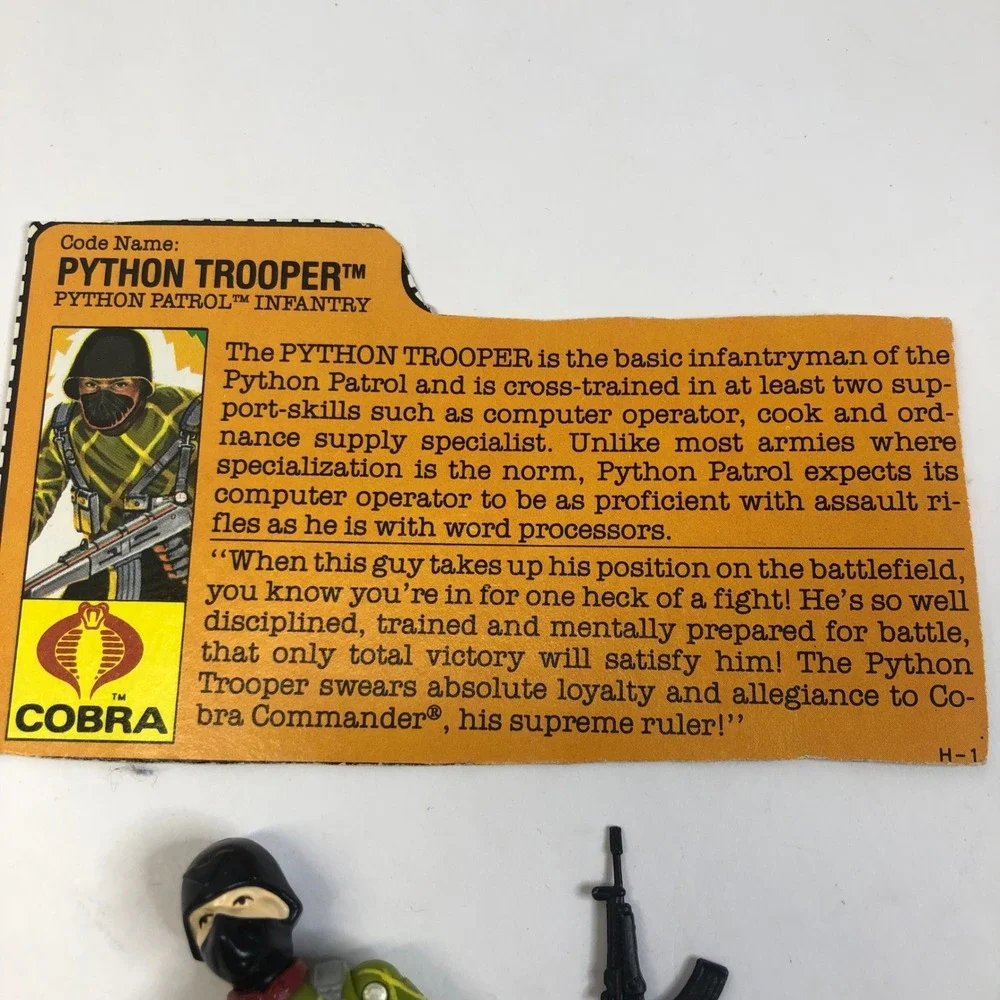 GI Joe Cobra Python Trooper Action Figure 1989 With File Card & Weapon - Picture 2 of 15